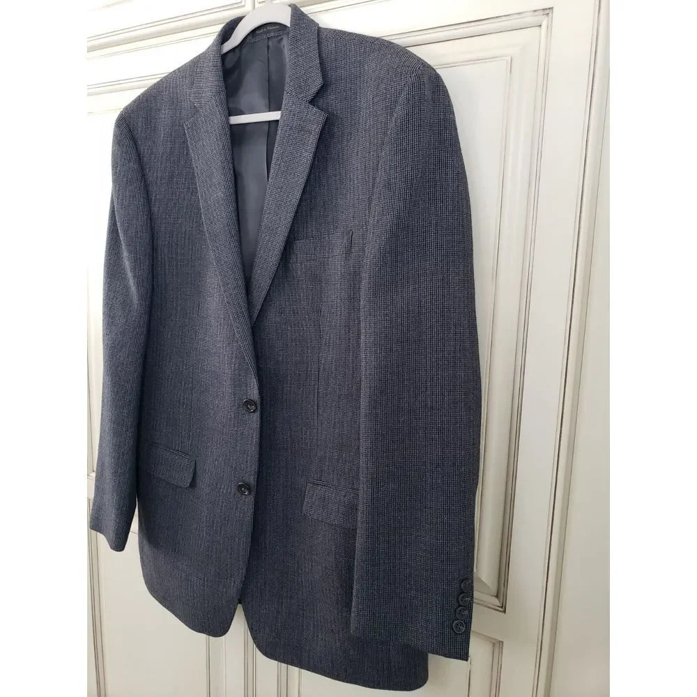 Chaps Wool Sports‎ Coat Navy Blue Jacket Blazer 44L Two Button Closure